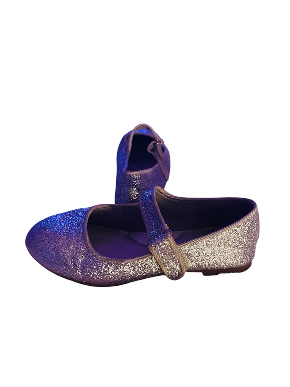 Girls Cat & Jack Size 12 Sparkly Silver Flats with Velcro Closure - like new!